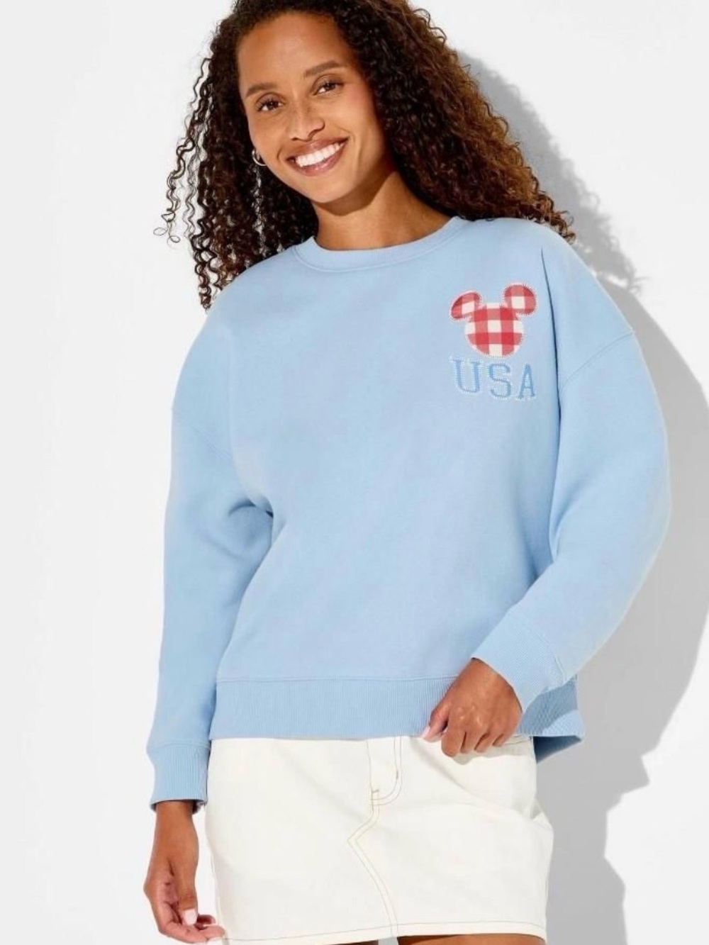 Women's Crewneck Disney Mickey Graphic Pullover Sweatshirt - Blue
Large NWT